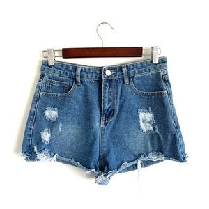 High waisted vintage denim shorts